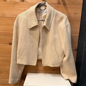 Zara Women's Cream Boucle jacket